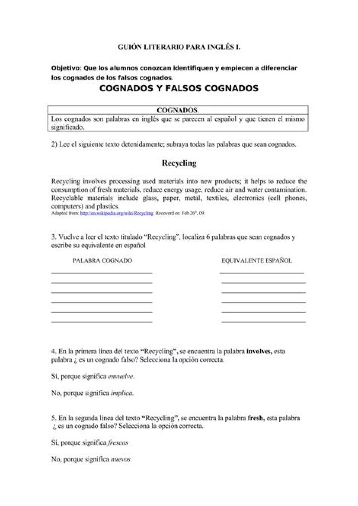Lista de Falsos Cognados en Inglés y Español PDF – Evita Errores Comunes