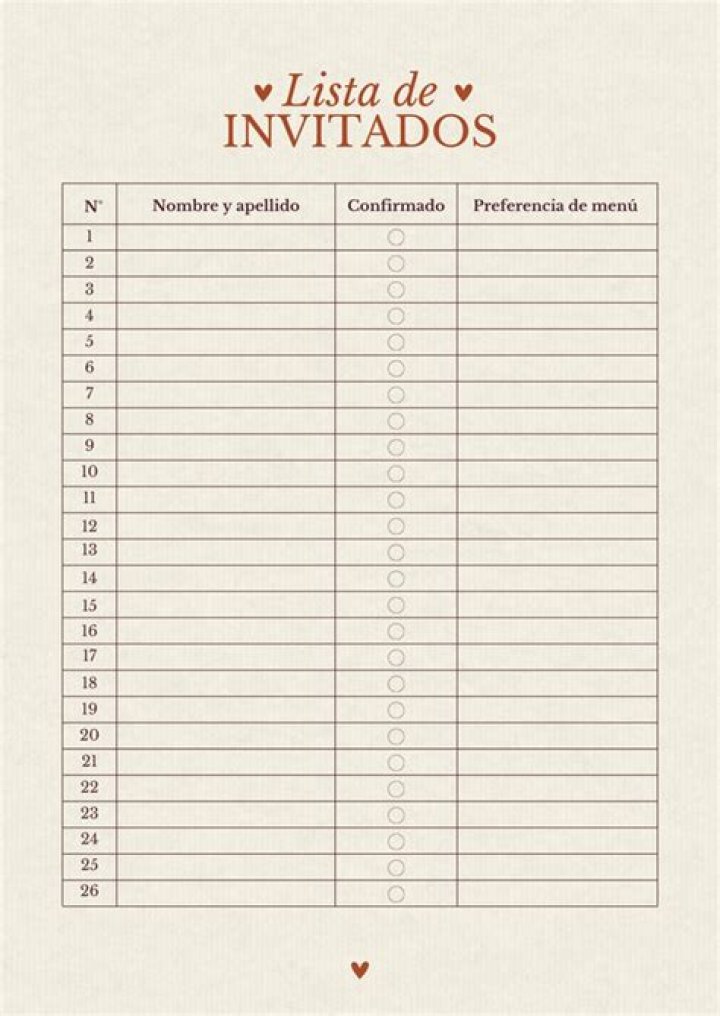 Lista de Invitados Boda PDF Listo para Descargar