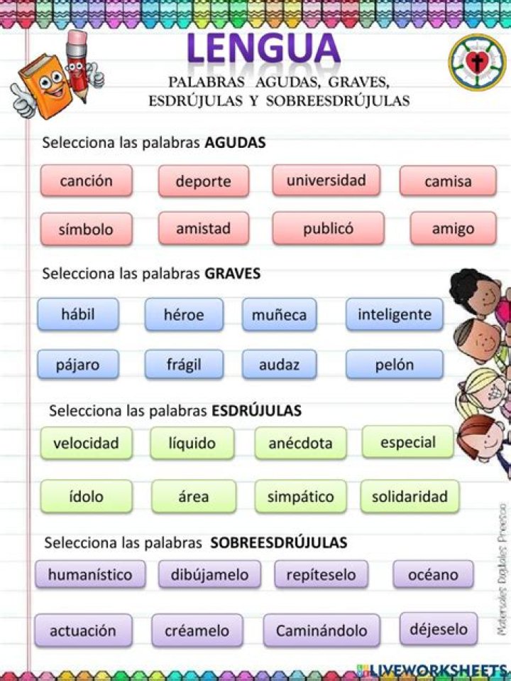 Lista completa de palabras agudas graves y sobreesdrujulas para PDF descargar