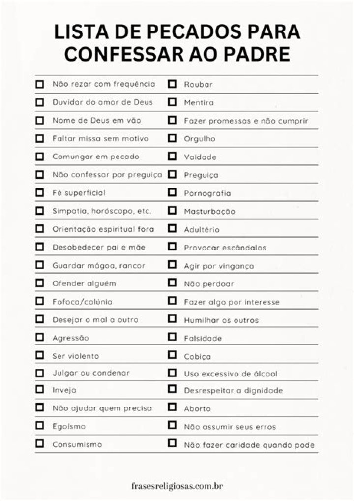 Lista de Pecados para Confesar PDF: Guía Completa para la Confesión
