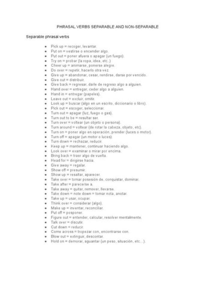 Lista Completa de Phrasal Verbs Separables e Inseparáveis em PDF para Estudo