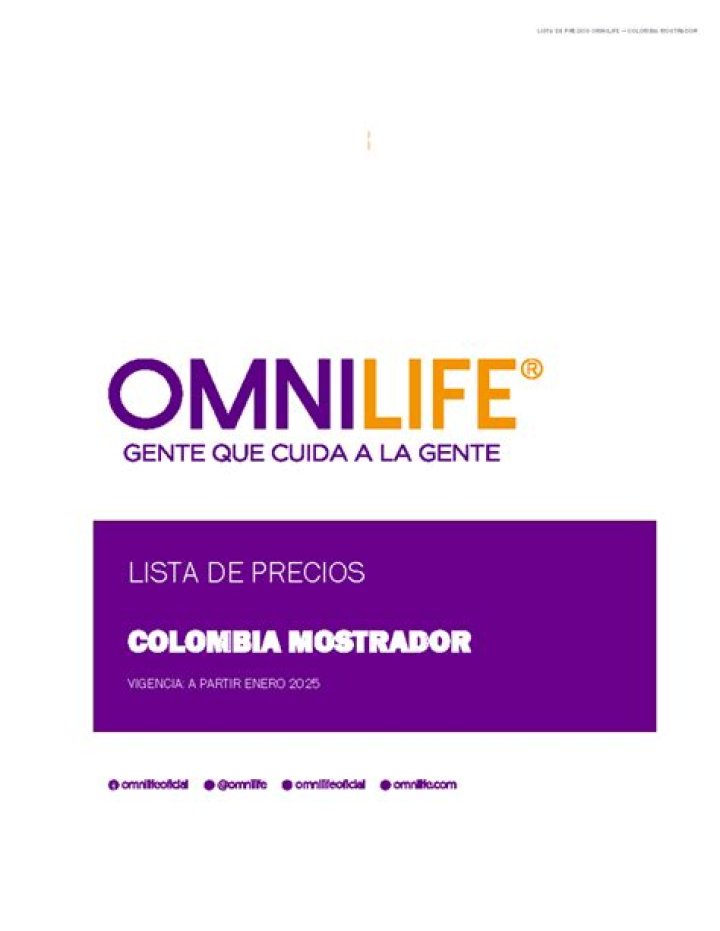 Lista de Precios Omnilife Colombia 2025 PDF – Descuentos Oficiales 2025
