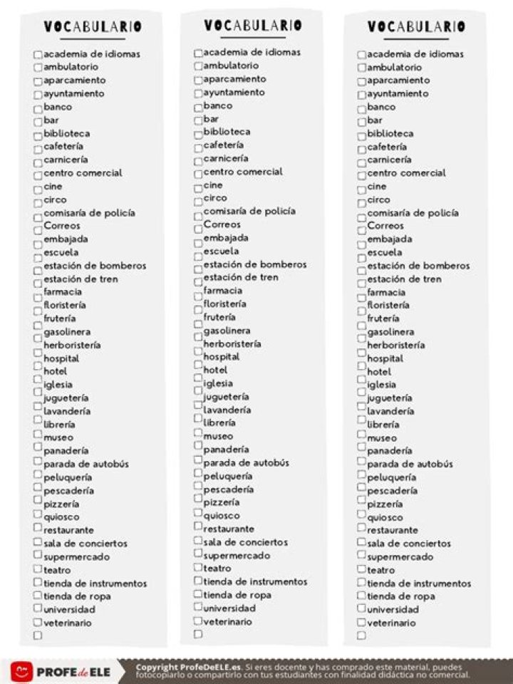 Lista de Vocabulario en Español PDF Gratis para Aprender Rápido