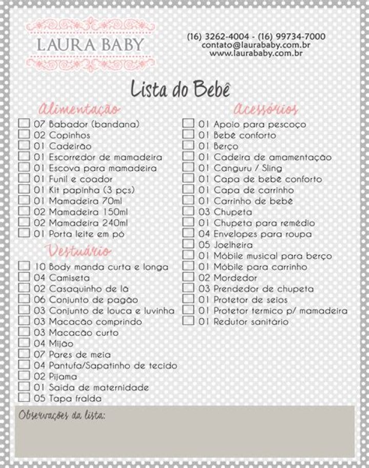 Lista Enxoval Bebe PDF: Descarga Gratis para Cuidado Infantil