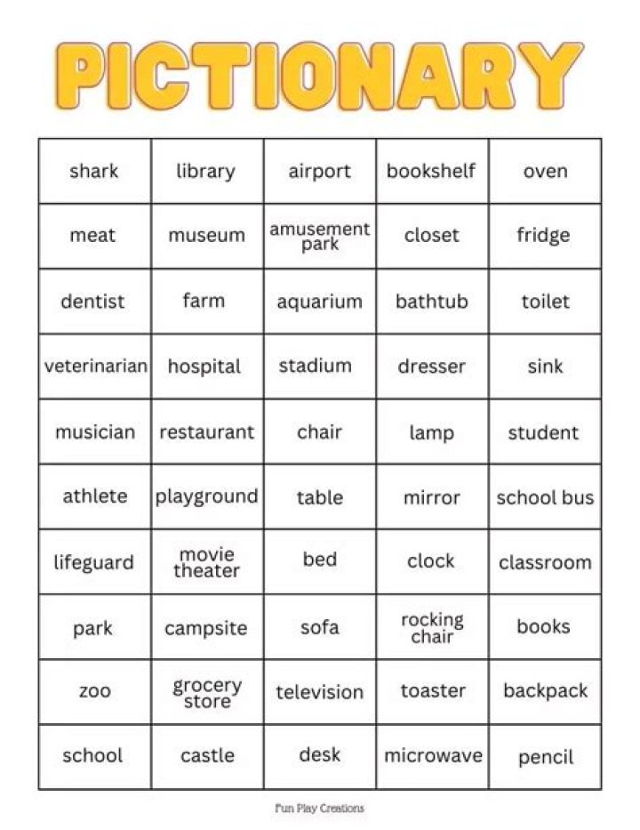 Liste de Mots Pictionary PDF – Télécharger Gratuitement