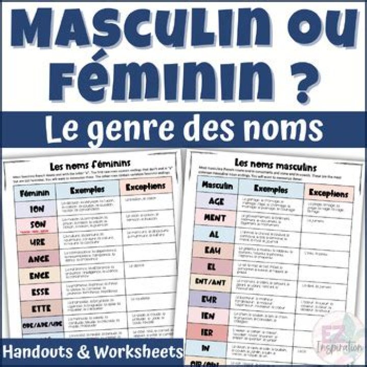 Liste des Mots Féminin et Masculin PDF Gratuite