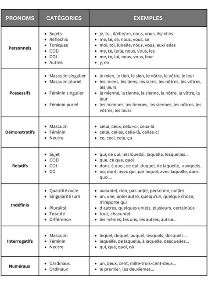 Liste des Pronoms PDF : Guide Pratique et Téléchargement