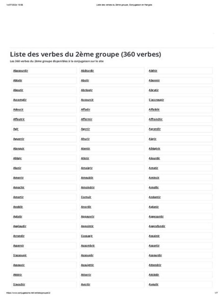Liste Complète des Verbes du 2ème Groupe PDF – Guide Pratique
