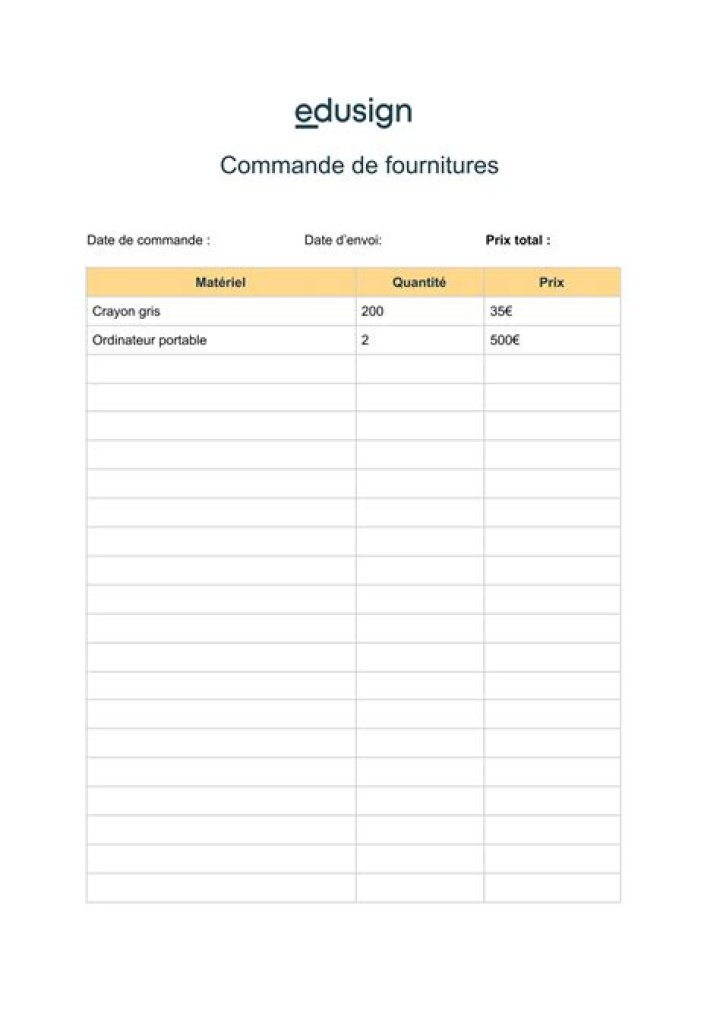 Liste complète fourniture de bureau entreprise – PDF téléchargeable