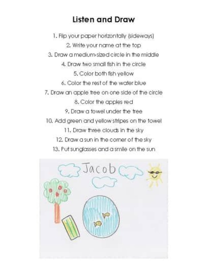 Listen and Draw Activity Instructions for Adults PDF Guide