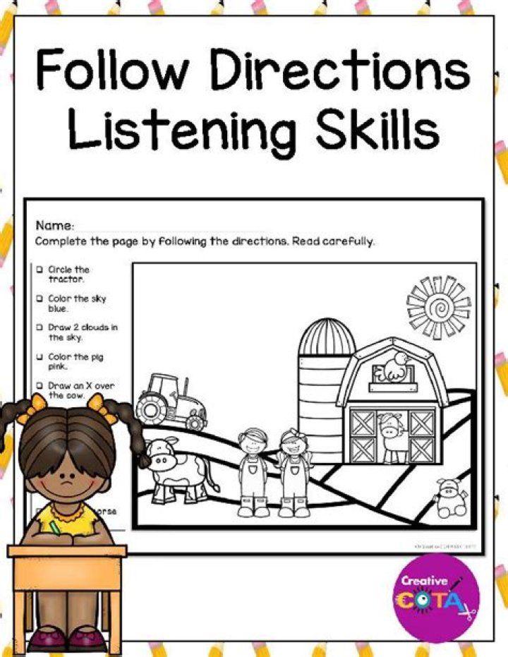 Free Printable Listening Skills Worksheets: Follow Directions Practice PDF