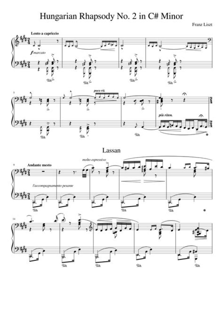 Liszt Hungarian Rhapsody No. 2 Sheet Music PDF Download