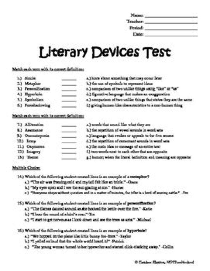 Literary Devices Test PDF: Master Literary Analysis Skills