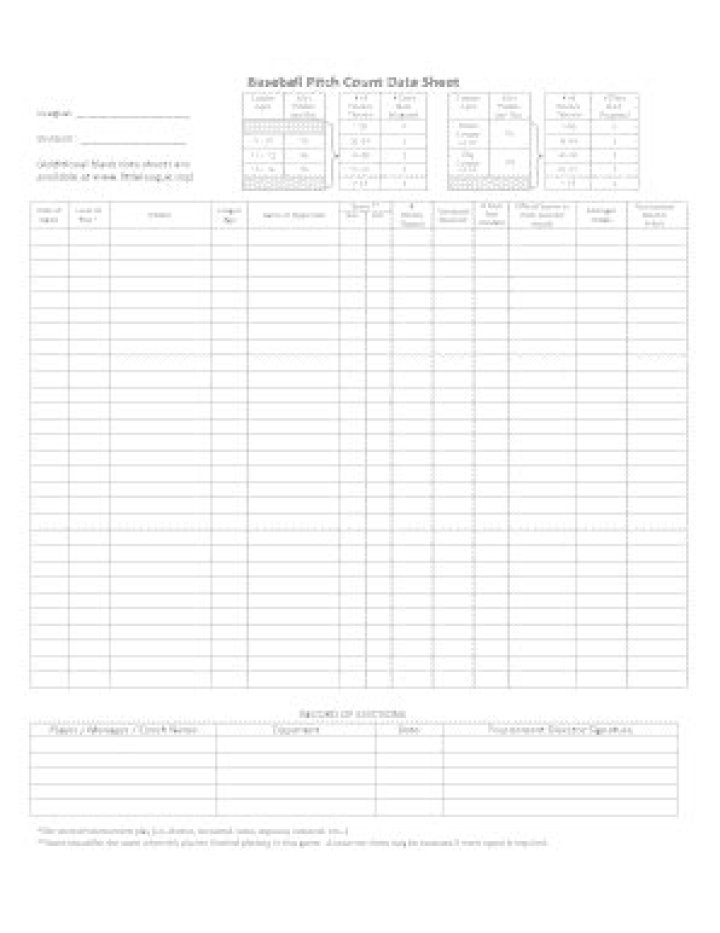 Little League Pitch Count Sheet PDF – Track Kids' Throws Safely