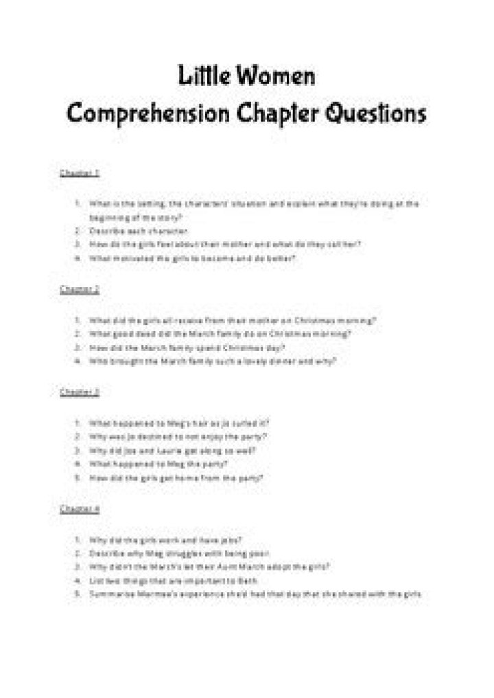 Little Women Chapter Questions PDF for Study & Discussion