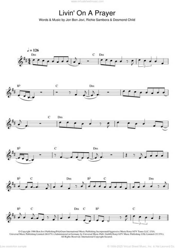 Live on a Prayer Sheet Music PDF – Free Download