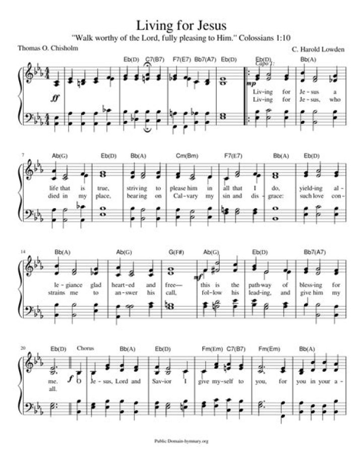 Living for Jesus Sheet Music PDF Download Now