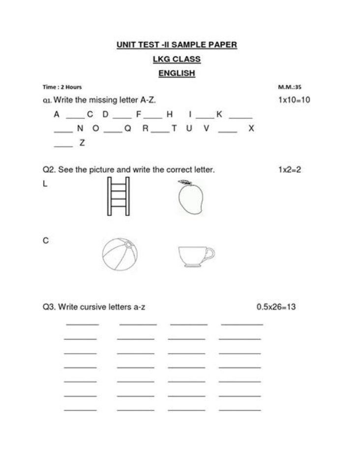 Free LKG English Question Paper PDF for Exam Preparation