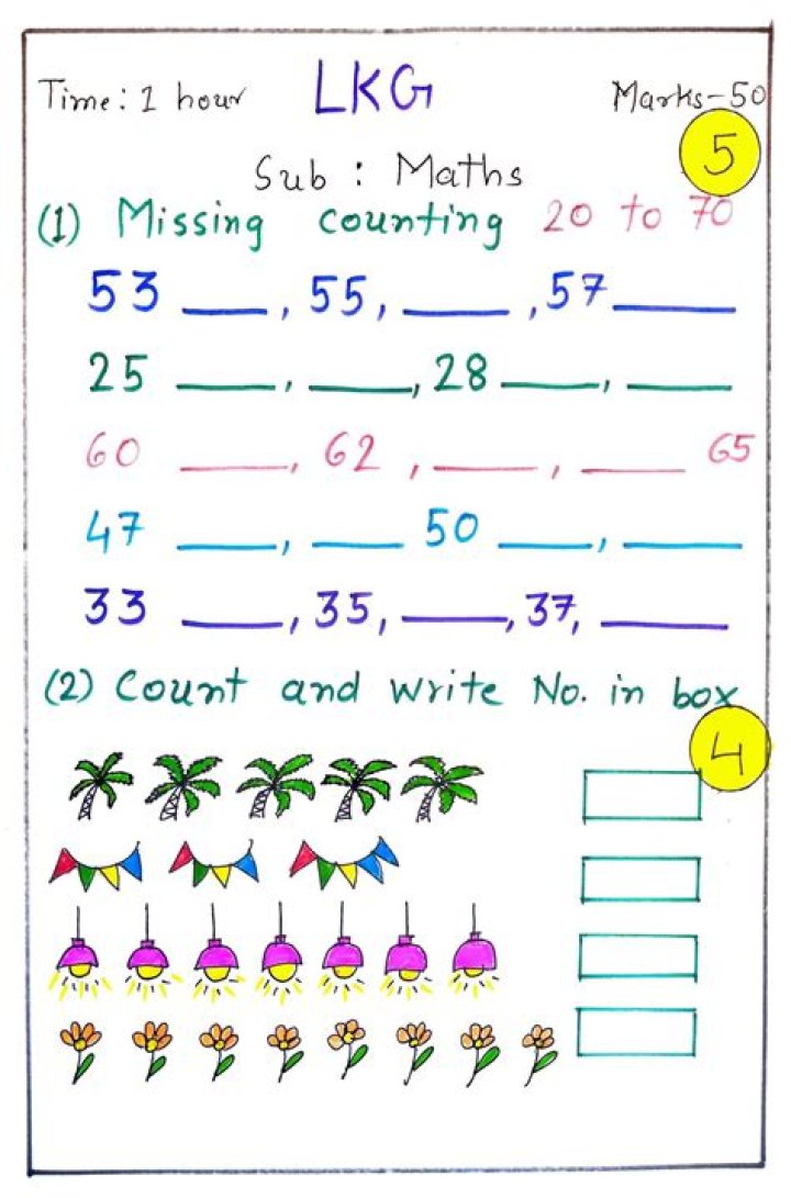 LKG Maths Question Paper PDF – Download Free Worksheets