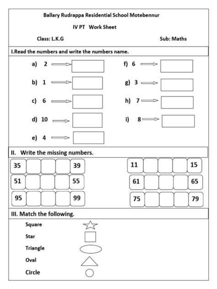 Free Downloadable LKG Maths Worksheets PDF for Early Learning