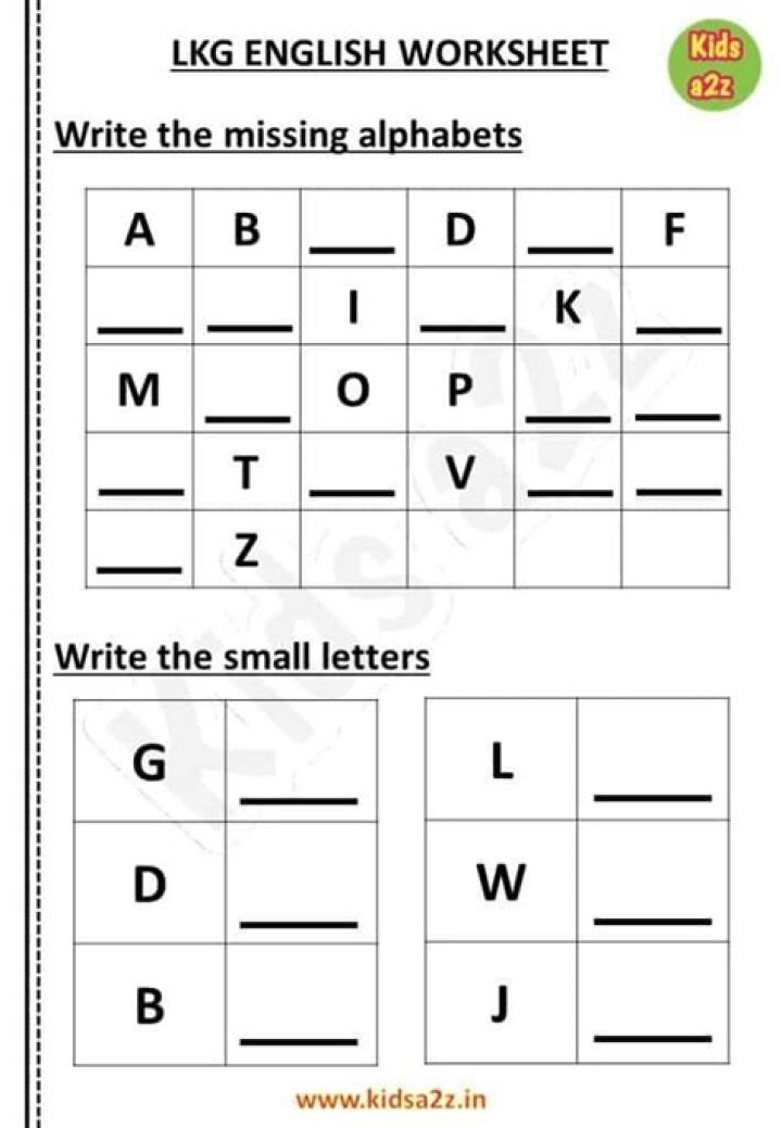 Free LKG Worksheets: English Alphabets PDF for Kindergarten