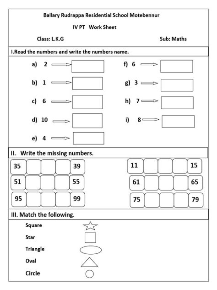 Free Downloadable LKG Maths Worksheets in PDF Format