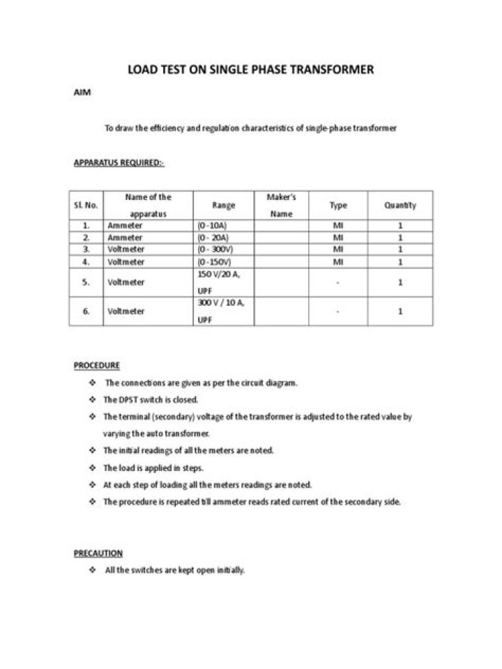 Load Test on Single Phase Transformer – PDF Guide