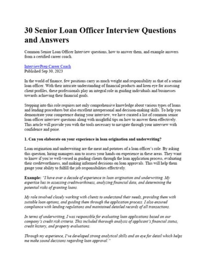 Loan Officer Interview Questions and Answers PDF – Expert Guide