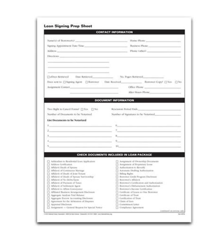 Loan Signing Prep Sheets PDF – Streamline Your Loan Process