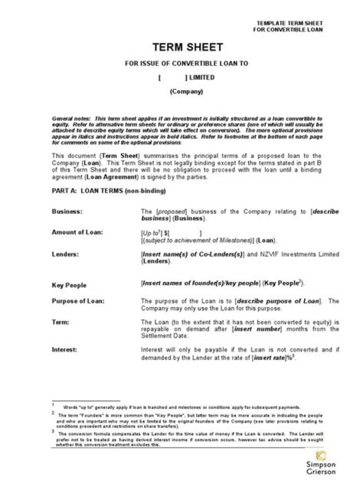 Download Loan Term Sheet PDF for Your Loan Agreement