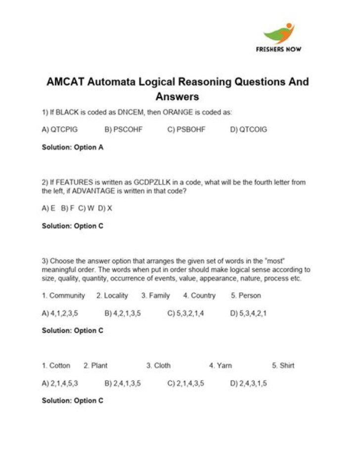 Logical Reasoning Questions with Solutions PDF for Practice