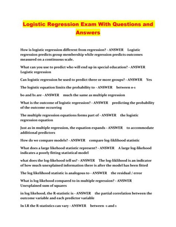 Logistic Regression Questions and Answers PDF: Expert Guide