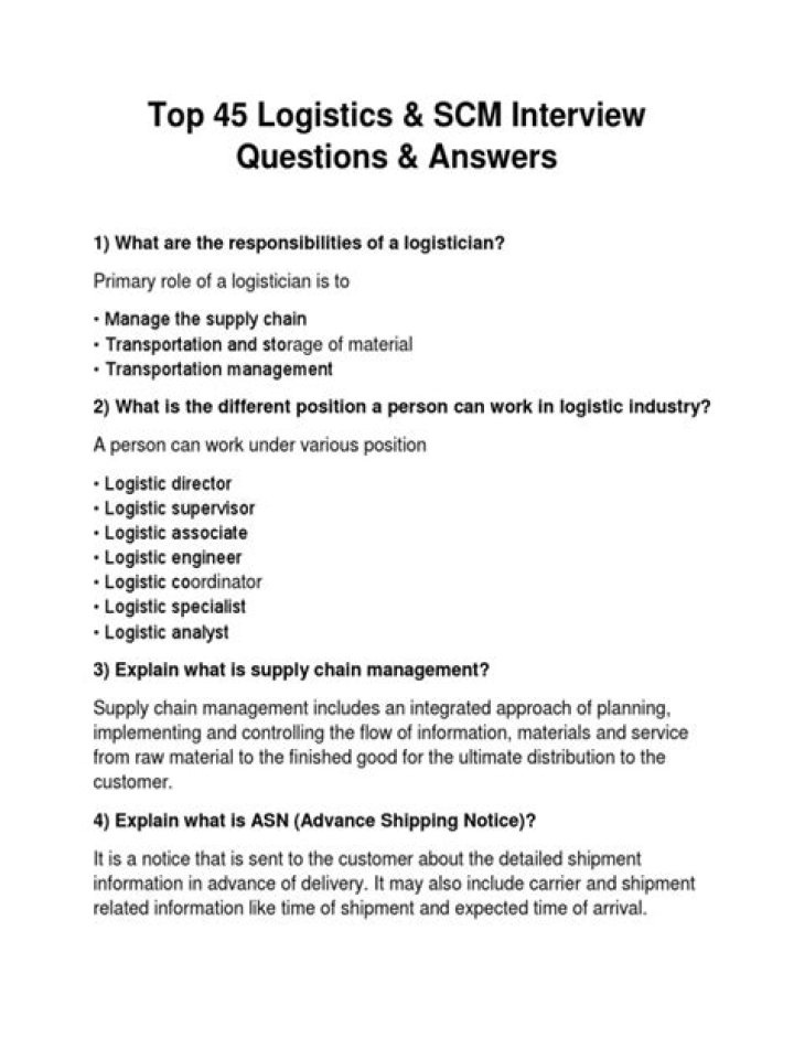 Top Logistics Interview Questions & Answers PDF for Freshers