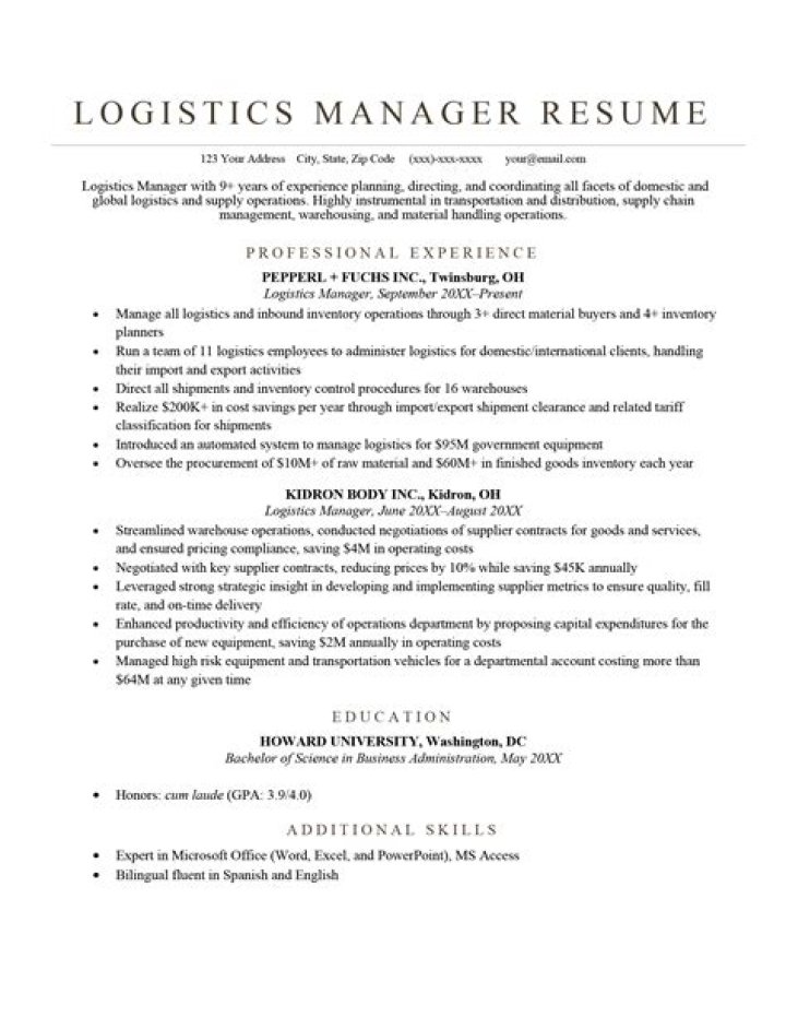 Logistics Manager Resume PDF: Craft a Winning Job Application