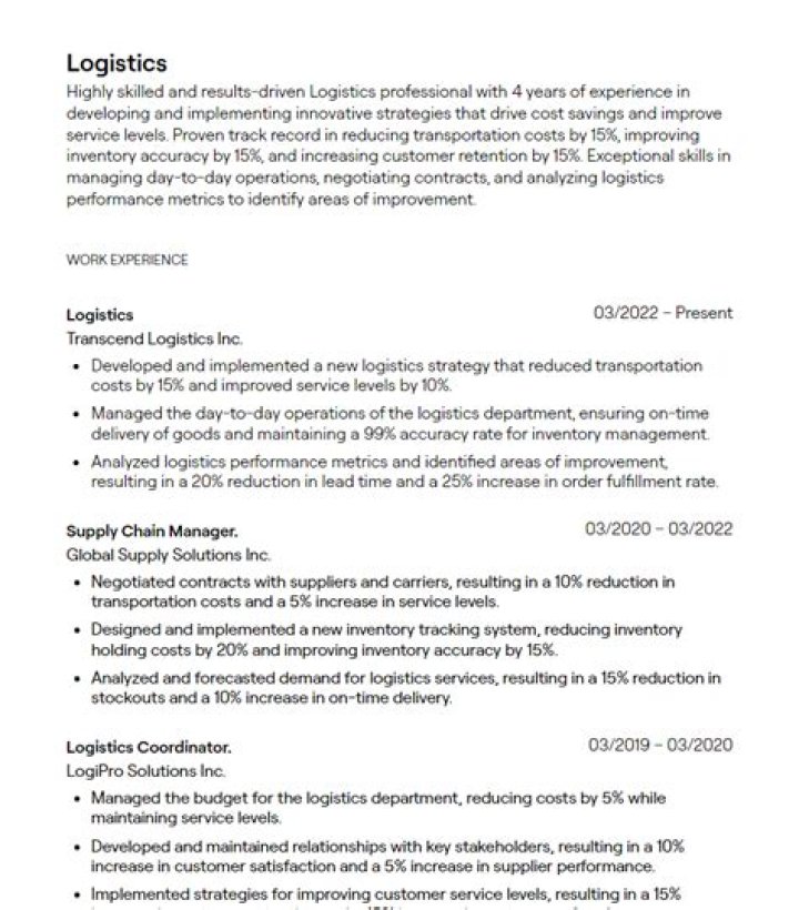 Logistics Operations Manager Resume Example PDF for Hiring Success