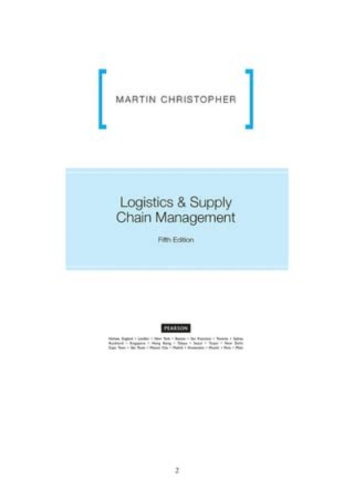 Mastering Logistics Supply Chain Management: Insights from Martin Christopher's PDF