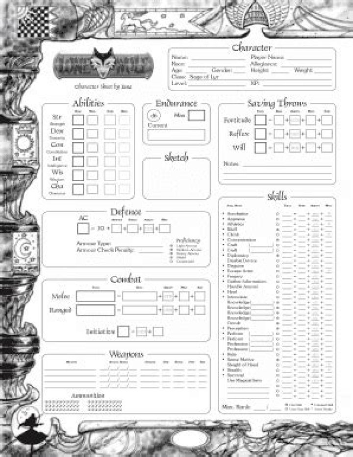 Lone Wolf Character Sheet PDF – Free Download for RPGs