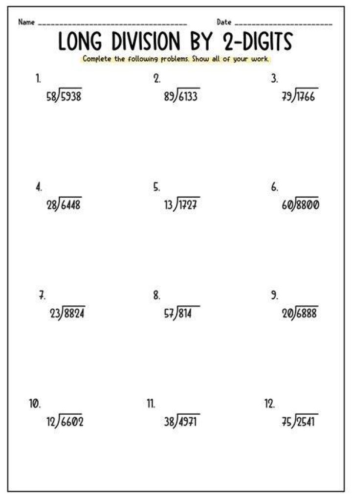 Free Long Division 5th Grade Worksheet PDF for Easy Practice