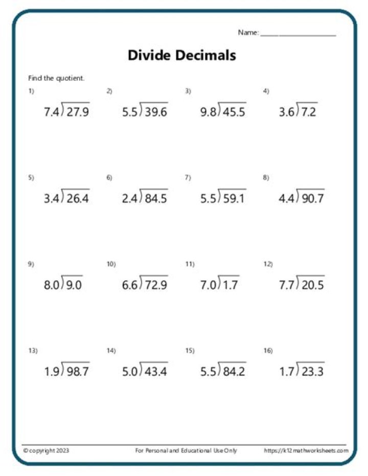 Master Long Division with Decimals: Free Worksheets PDF
