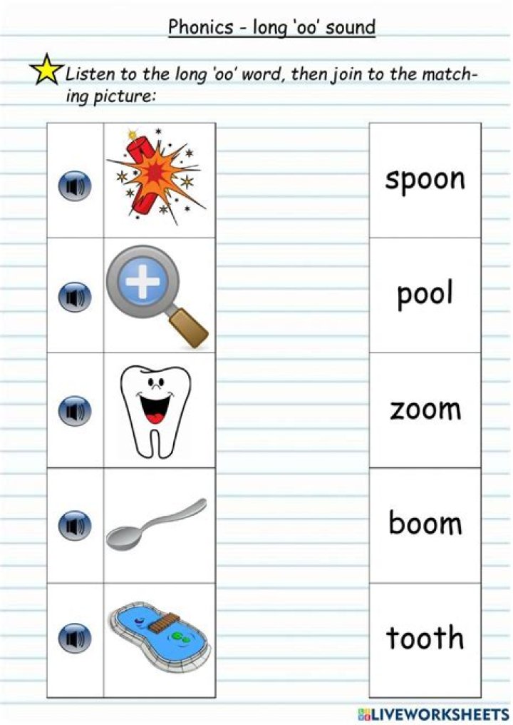 Long OO Sound Worksheets PDF for Phonics Practice