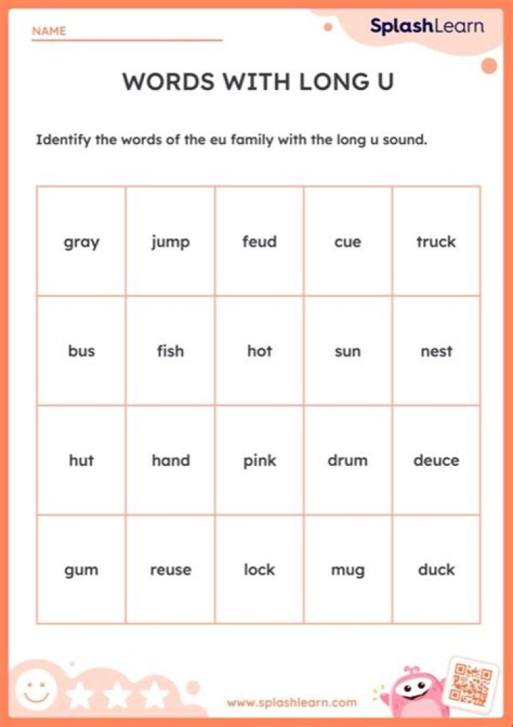 Long U Sound Worksheets PDF for Early Readers