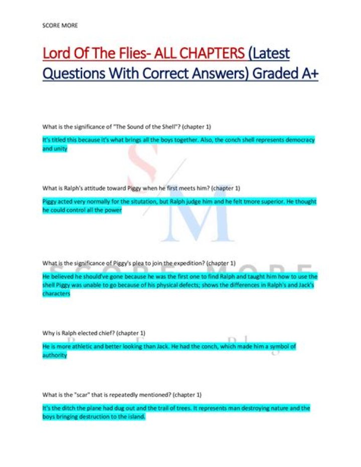 Lord of the Flies Chapter 11: Questions & Answers PDF Guide