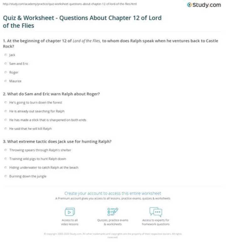 Lord of the Flies Chapter 12 Questions & Answers PDF: Study Guide & Analysis