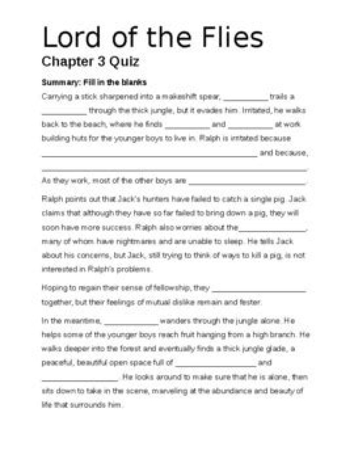 Lord of the Flies Chapter 3: Questions & Answers PDF – Complete Study Guide