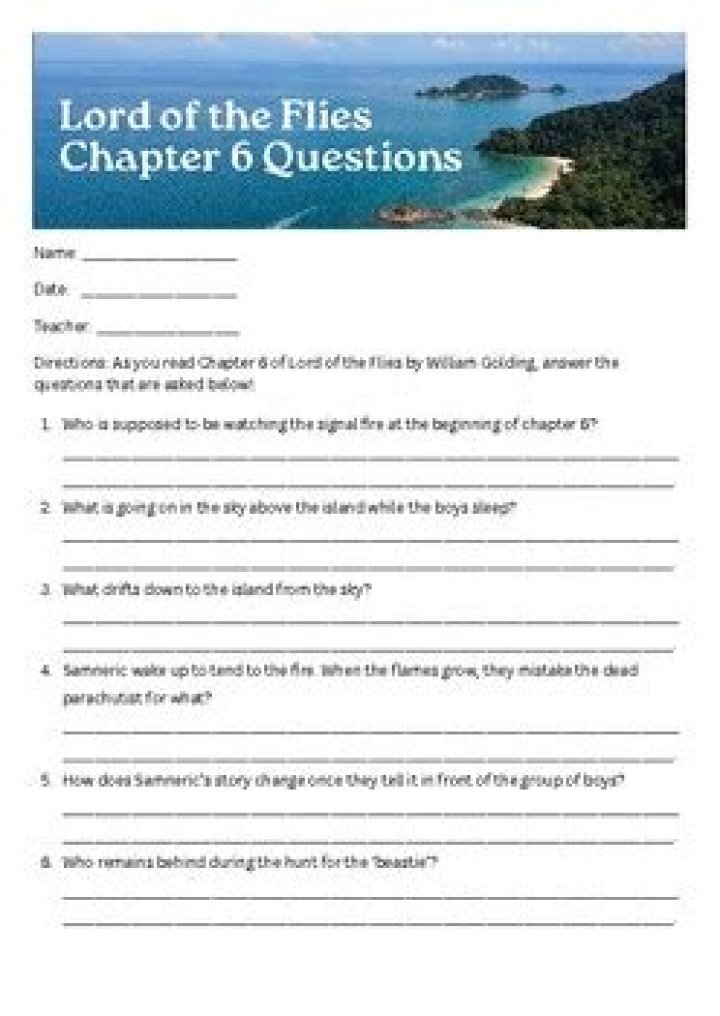 Lord of the Flies Chapter 6: Questions & Answers PDF – Complete Study Guide