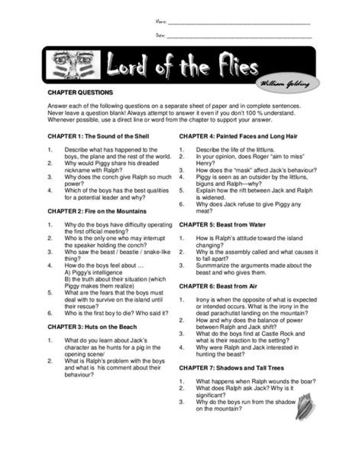 LORD OF THE FLIES Chapter 8 Questions & Answers PDF – Full Study Guide