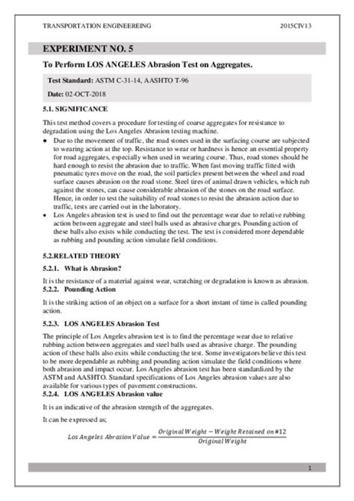 Los Angeles Abrasion Test Procedure PDF: Complete Testing Guide