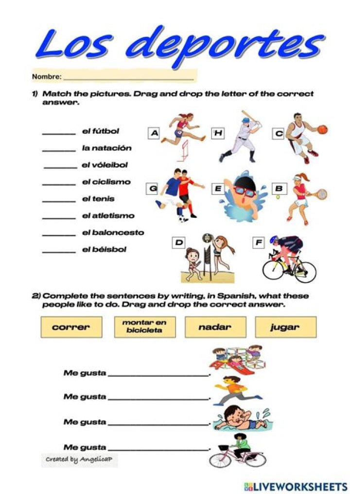 Los Deportes Worksheet PDF – Free Printable Sports Activities Worksheet
