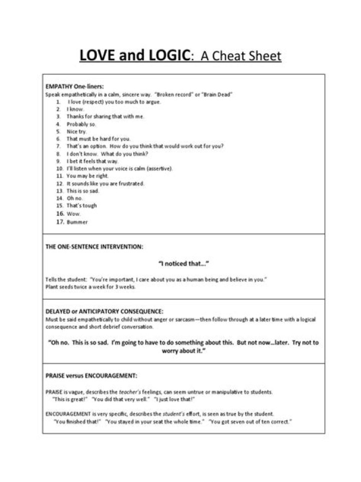 Love and Logic Cheat Sheet PDF: Master Parenting with Logic and Empathy