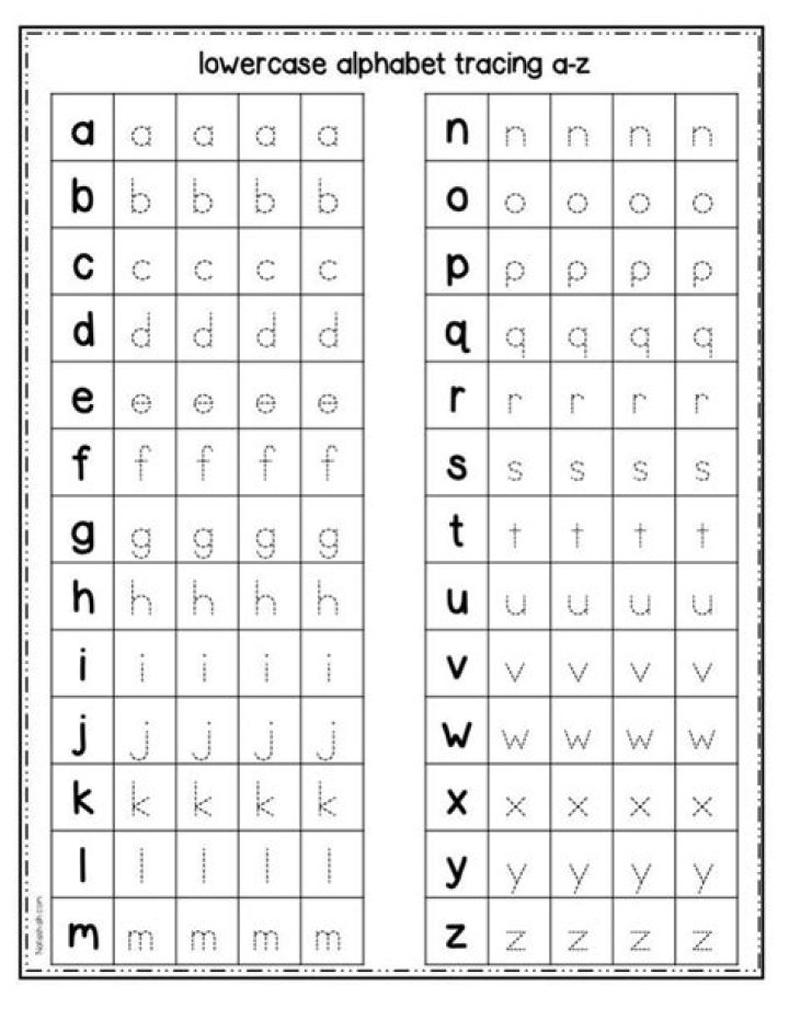 Free Printable Lowercase Alphabet Tracing Worksheets PDF